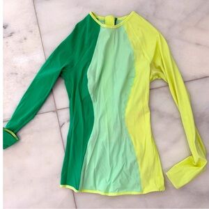Lululemon Green and Yellow Long Sleeve Top